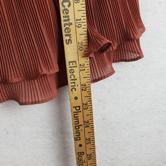 Y2K Express Size M Babydoll Tank Top Brown Accordian Crinkle Country Festival - Picture 8 of 9